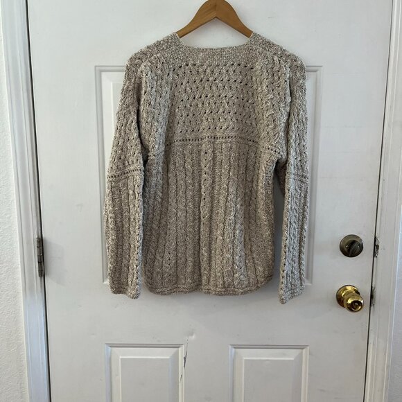 Carraigdonn Woman's Beige Knit Made In Ireland Linen/Cotton Sweater Sz Lr - Picture 6 of 9